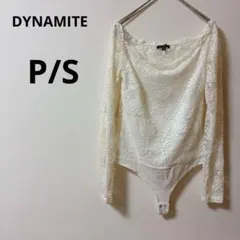 DYNAMITE 【P/S】レース 長袖トップス ボディースーツ型 アイボリー