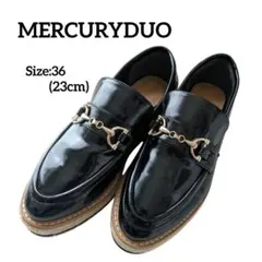 【値下げ】美品✨ 厚底 エナメル ローファー ビット付き 黒 23cm