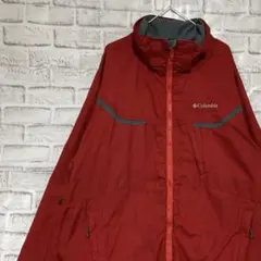 コロンビア　マウンテンパーカーレッドL ロゴ刺繍アウトドア829