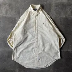 90s Ralph Lauren BDシャツ ストライプ 黄 2XL A657