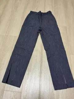 ダークブルー ストレートパンツ ゴムウエスト