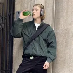 BONBON リバーシブルジャケット　フリースジャケット(グリーン／グレー)