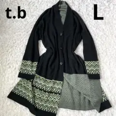 t.b★センソユニコ★美品★ロングカーディガン★ウール★羽織り★くろのサムネイル