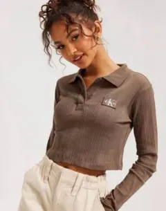 Calvin Klein Jeans リブ長袖ポロシャツのサムネイル