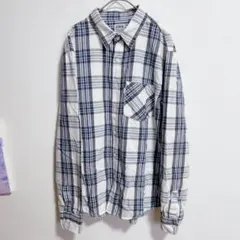 エドウィン　EDWIN チェックシャツ　青　綿100%