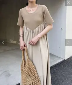 カプリシューレマージュ Vカットドッキングワンピース ベージュ