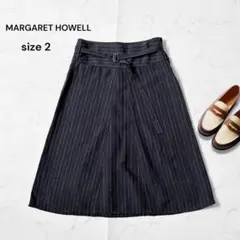 MARGARET HOWELL コットン タック フレアスカート ネイビー - メルカリ