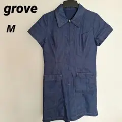 grove デニムミニワンピース 半袖 ジップアップ Mサイズのサムネイル