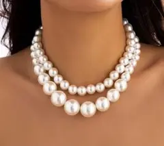 二重パールネックレス 調整可能