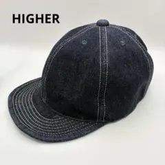 HIGHER ハイヤー デニムキャップ 6パネル コットン 日本製 レザー