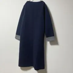 Bou Jeloud ロングワンピース M ネイビー バイカラー きれいめ 膝丈