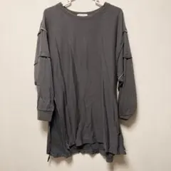 処分　美品　ショコラフィネローブ　長袖　カットソー チュニック　グレー　フリー