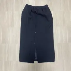 UNITED ARROWS ネイビー スリット入りロングスカート 膝下長め