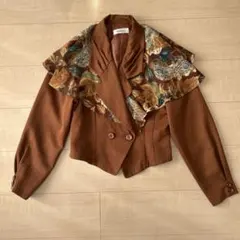 ヴィンテージ　テーラードジャケット　ケープ取外し可　長袖　ブラウン　赤茶