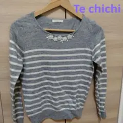 Te chichi グレー ストライプ セーター