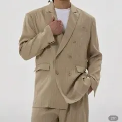 MUSERO ストライプジャケット　オーバーサイズベージュ