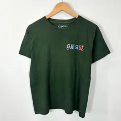 POPULAR POISON Tシャツ 古着 SAVAGE 両面プリント 緑 L