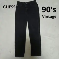 【90's USA製】GUESS JEANS 050 ブラック デニムテーパードのサムネイル