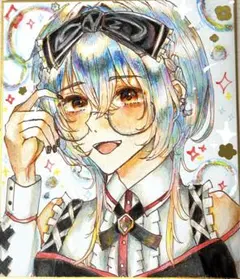 【説明欄最後までお読みください】オリジナルアナログ原画イラスト　色紙　No.2