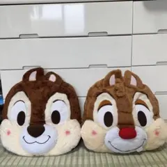 チップとデール 顔型クッション 赤いほっぺ　プレミアムフェイスクッション