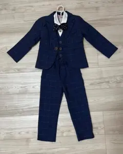 子供用ネイビーチェックフォーマルスーツ