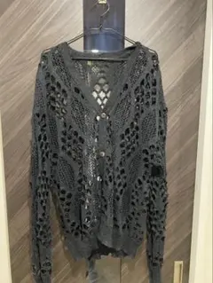 レース編みグレーカーディガン