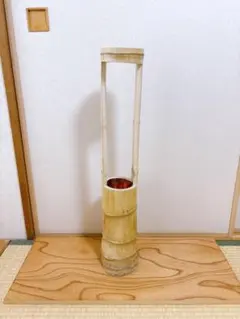 102 華道具 竹筒 一重切り 生け花 花器 池坊　未生流　根付き