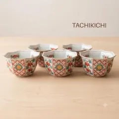 たち吉 赤絵 八角 小鉢 5客セット 箱付き 金彩 京焼 和食器 おもてなし⁠のサムネイル