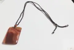 アゲートペンダント ネックレス ブラウン 60cm 大人気