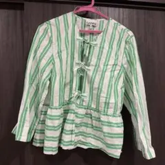 ★美品★GANNI ストライプ 長袖 ペプラム ブラウスのサムネイル
