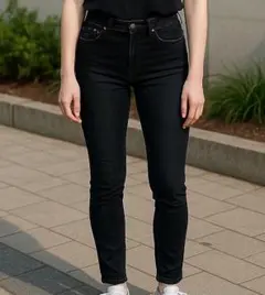 美品 SOMETHING サムシング ジーンズ S 黒 スキニー EDWIN