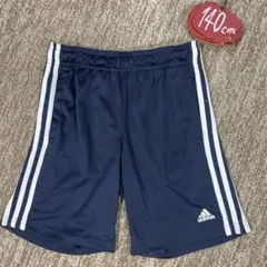 adidas 【140】半ズボン ハーフパンツ　ネイビー　ロゴマーク　薄手