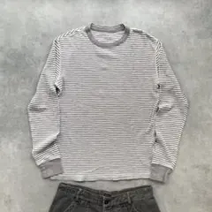 Gap Cityboy Y2Kワッフル ノームコア グレー ボーダーロンT