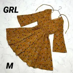 【グレイル】 ヴィンテージ花柄フレアスリーブワンピース 長袖 Vネック フレア