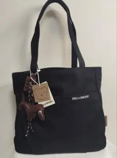 【新品】HELLOMUMU ブラックシンプル トートバッグ A4収納可