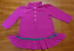 RALPHLAURENラルフローレン ピンク長袖フリルワンピース9M 70cm