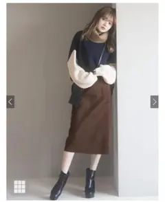 GRL グレイル 新品 ベルト付きバックスリットスカート 膝丈 秋物 冬物