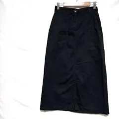 ★ロングスカート　台形　綿100% 前スリット　大人可愛い　カジュアル　定番