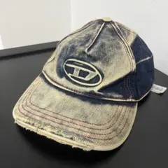 DIESEL C-Seymon デニムキャップ Dロゴ ダメージ