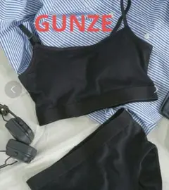 【GUNZE×TYPY】配色リブハーフトップ ハーフトップM　ナイトブラのサムネイル