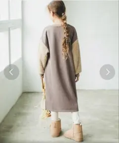 ペアマノン　袖ボアワンピース　裏起毛　130