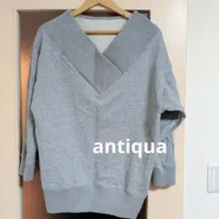 antiquaグレー Vネック トレーナー
