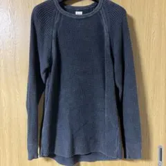 ヤヌーク　ダークグレー ワッフルニット 長袖