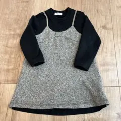 キッズ ワンピース【100】グレー 黒 秋冬 女の子　可愛い
