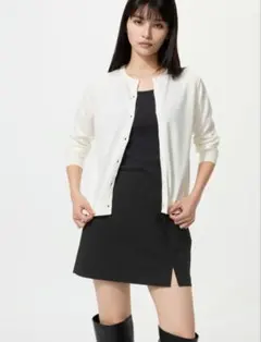 UNIQLO UVカットクルーネックカーディガン オフホワイト M