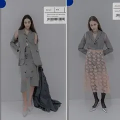 【rokh】グレー チェック detachable sleeve jacketのサムネイル