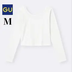 GU ジーユー　コットン　ブレンド　リブ　クロップド　ワイドネックT 長袖 Mのサムネイル