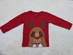 【NEXT】トナカイプリント 赤 長袖 カットソー 104cm