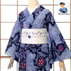 有松鳴海絞り浴衣 赤 紫 花繋ぎ 8 - メルカリ