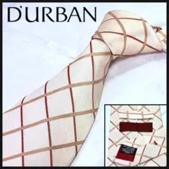 ☆即発 ダーバン シルク100%ネクタイ ベージュ チェック柄 イタリア製 美品